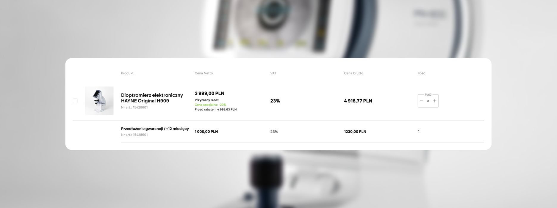 Przykład zakupu usług dodatkowych na platformie eCommercej wdrożonej przez 'merce